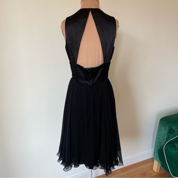 Frank Agostino m Silk Black Sleeveless Front Cut Out Fit Flare Cocktail Dress 4 - Picture 3 of 11